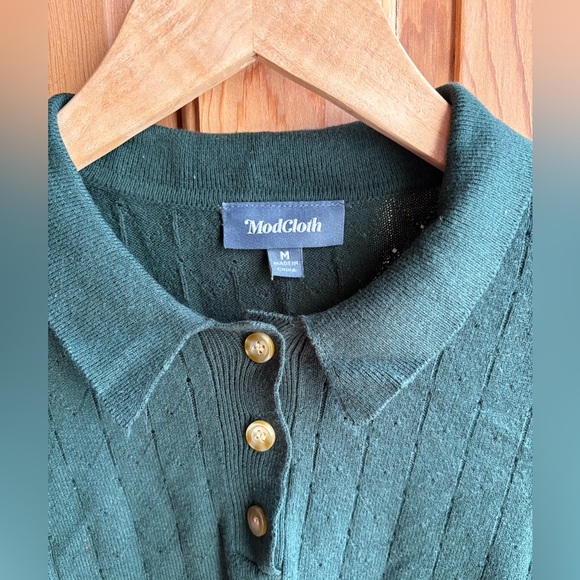 Madewell Forest Green Cotton Knit Top | Minimal Elevated Basic | Size Medium - Picture 2 of 6